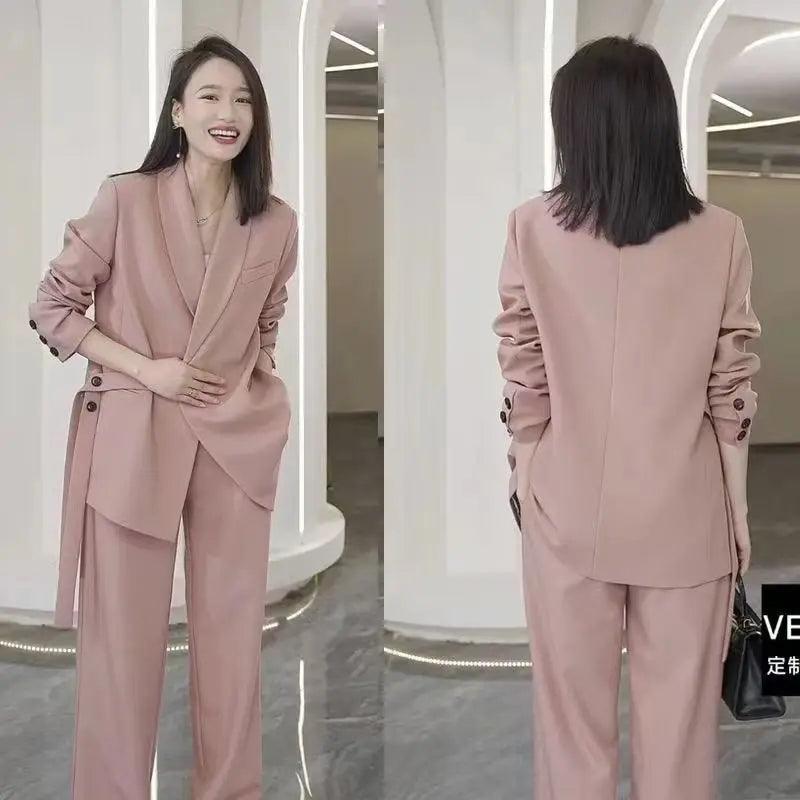 New Casual Suit Jacket Matching Set Elegant Loose Blazers Wide Leg Pants Two Piece - Palm and Thread