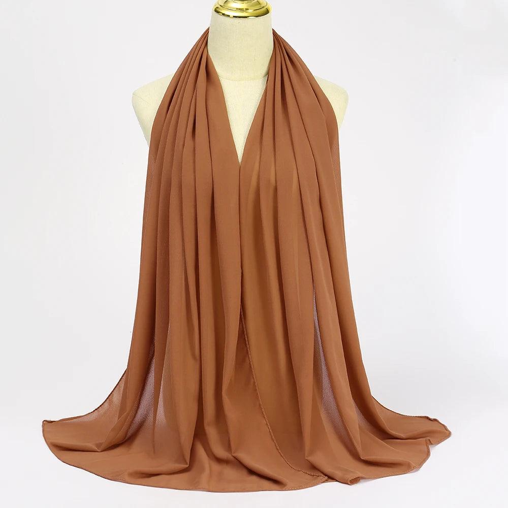 Chiffon Hijab Scarf Long Solid Color Head Wrap - Palm and Thread