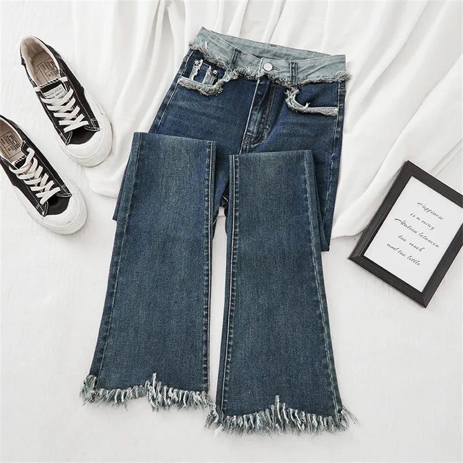 Raw Edge Flare Jean Denim Pant - Palm and Thread