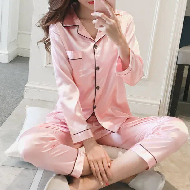 Silk Satin Loungewear Pajama - Palm and Thread