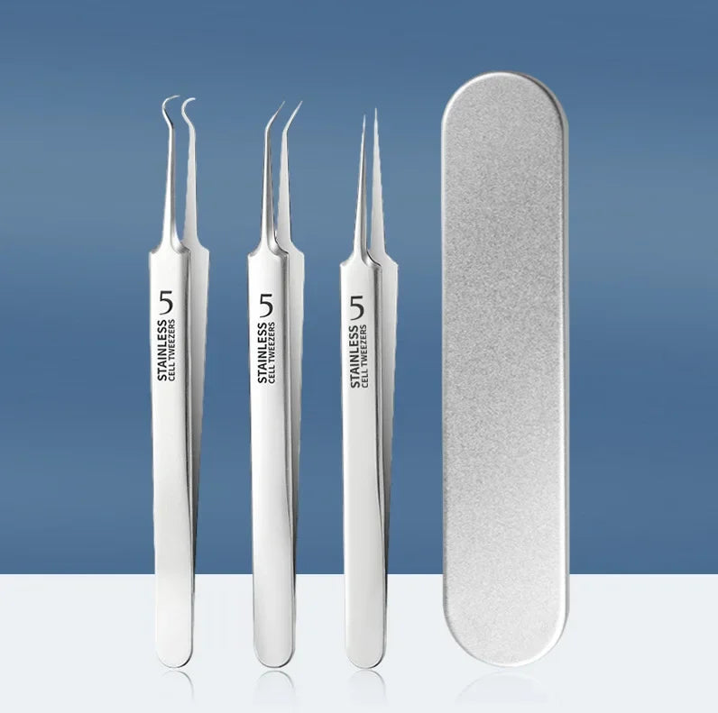 Stainless Steel Blackhead Removal Tool Set - Palm and Thread