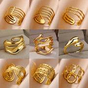 Gold Color Hollow out Open Finger Ring - Palm and Thread