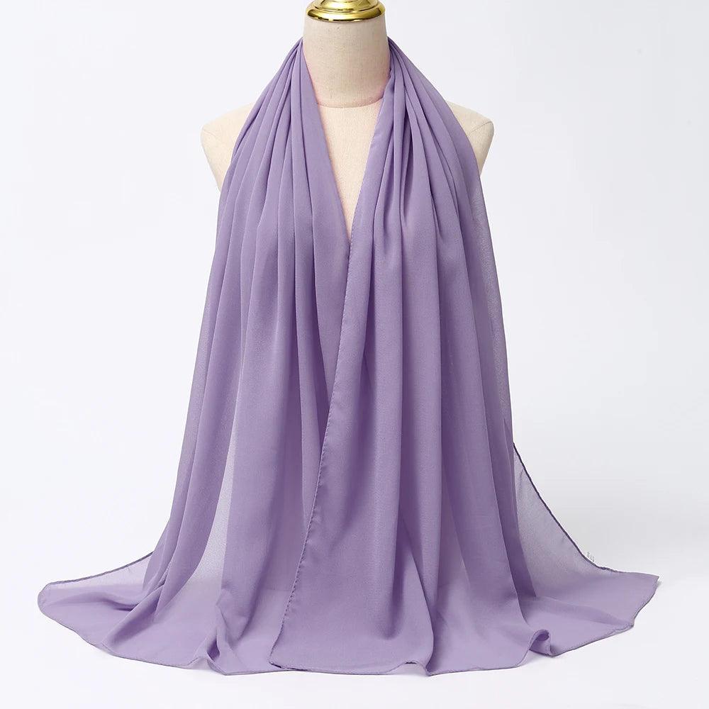 Chiffon Hijab Scarf Long Solid Color Head Wrap - Palm and Thread