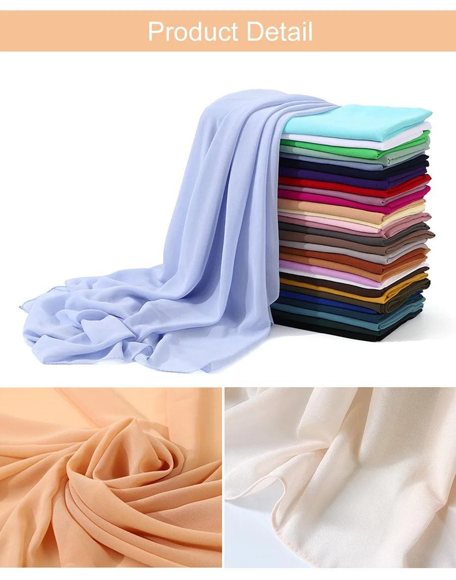 Chiffon Hijab Scarf Long Solid Color Head Wrap - Palm and Thread