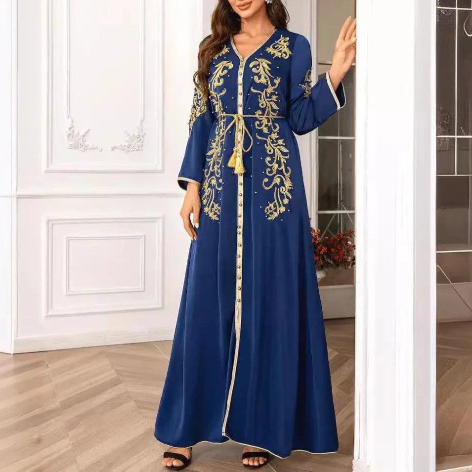 V-neck Long sleeved Robe Abaya - Palm and Thread