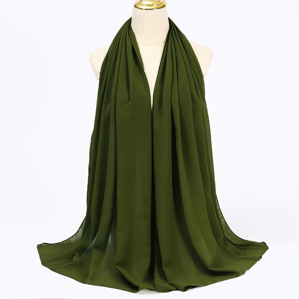 Chiffon Hijab Scarf Long Solid Color Head Wrap - Palm and Thread