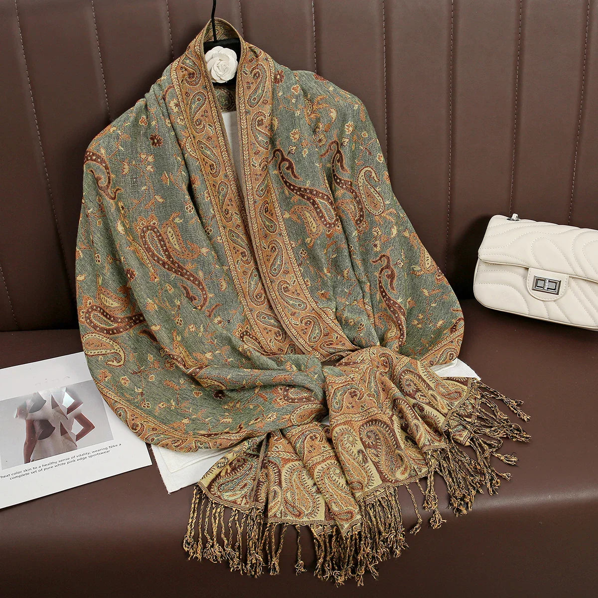 Tassel Design Paisley Jacquard Pashmina - Palm and Thread