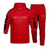 Tracksuit Print Casual Hooded Sweatshirt 2 Piece Set
