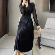 Blazer Patchwork Long Sleeve Dress - Palm and Thread