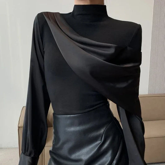 Black stitching design long-sleeved shirt - Palm and Thread