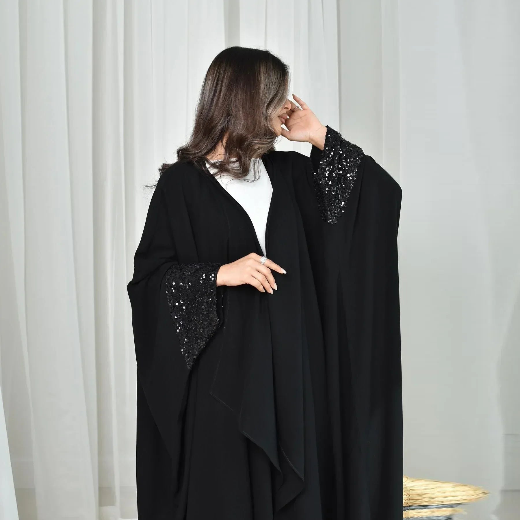 Sequin Open Abaya - Palm and Thread
