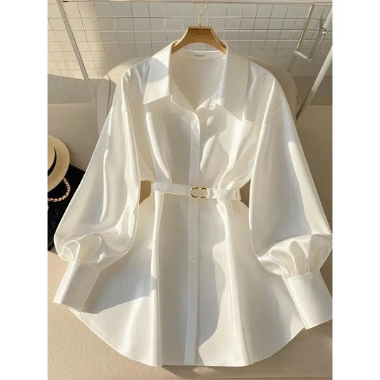 White Temperament Loose Shirt - Palm and Thread