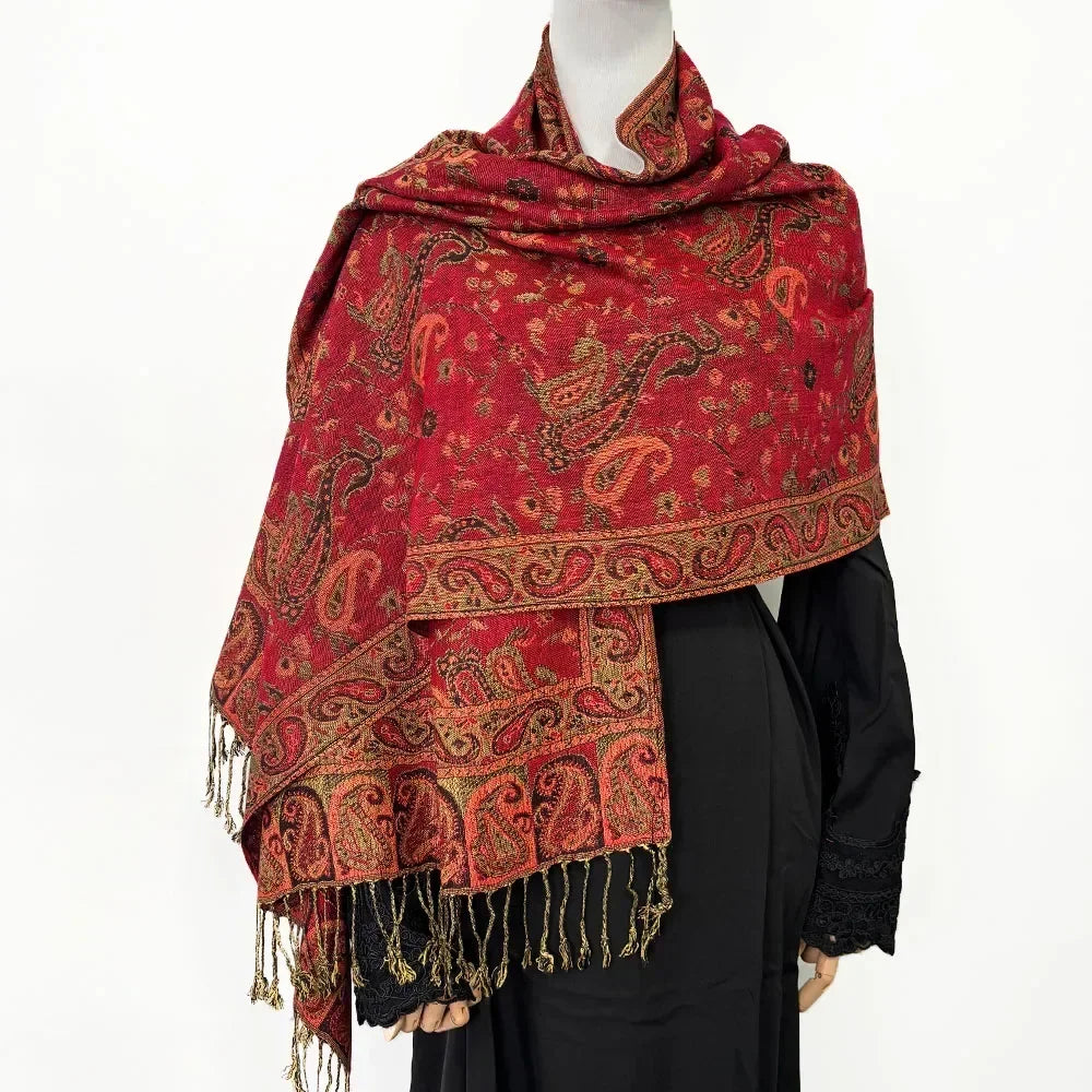 Fashion Paisley Kashmiri Imitated Pashmina Tassel Scarf - Palm and Thread