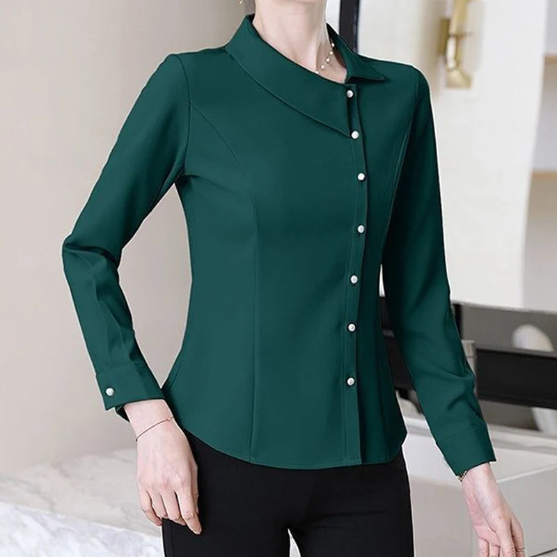 Elegant Chic Asymmetrical Slim Blouse - Palm and Thread