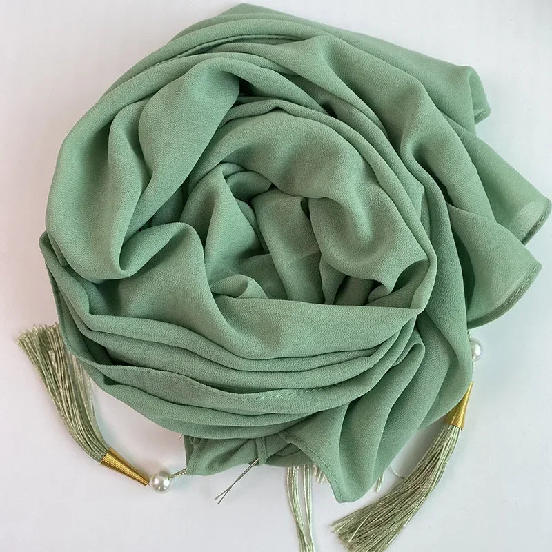 Bubble Chiffon Hijab Solid Color Long shawls - Palm and Thread