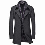 Scarf Collar Cotton-Padded Woolen Coat