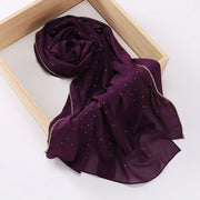 Rhinestone Edge Chiffon Hijab Elegant Breathable Sunscreen Head Wrap - Palm and Thread