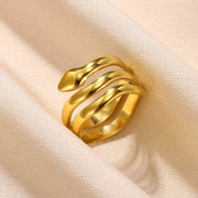 Gold Plated Stainless Steel Snake Ring - Palm and Thread