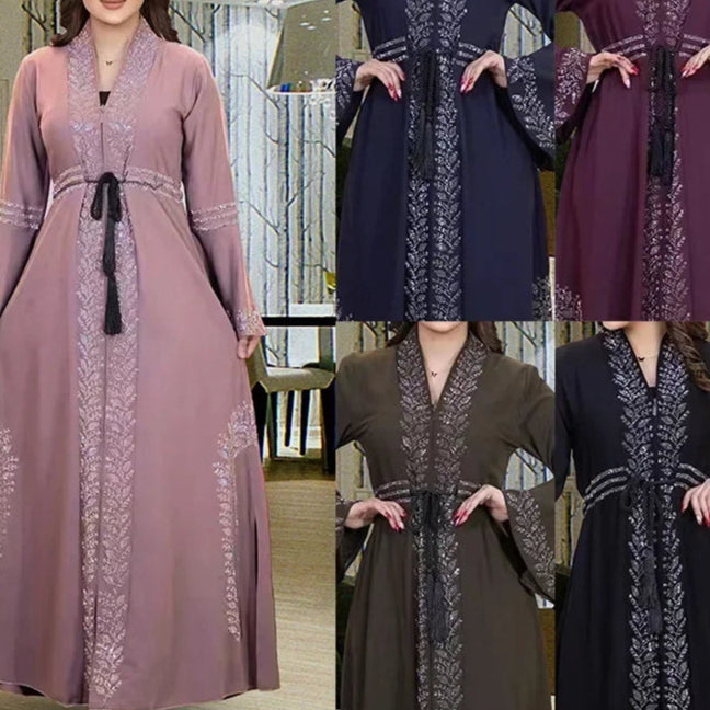 Flared Long Sleeve Loose Maxi Dress Abaya - Palm and Thread