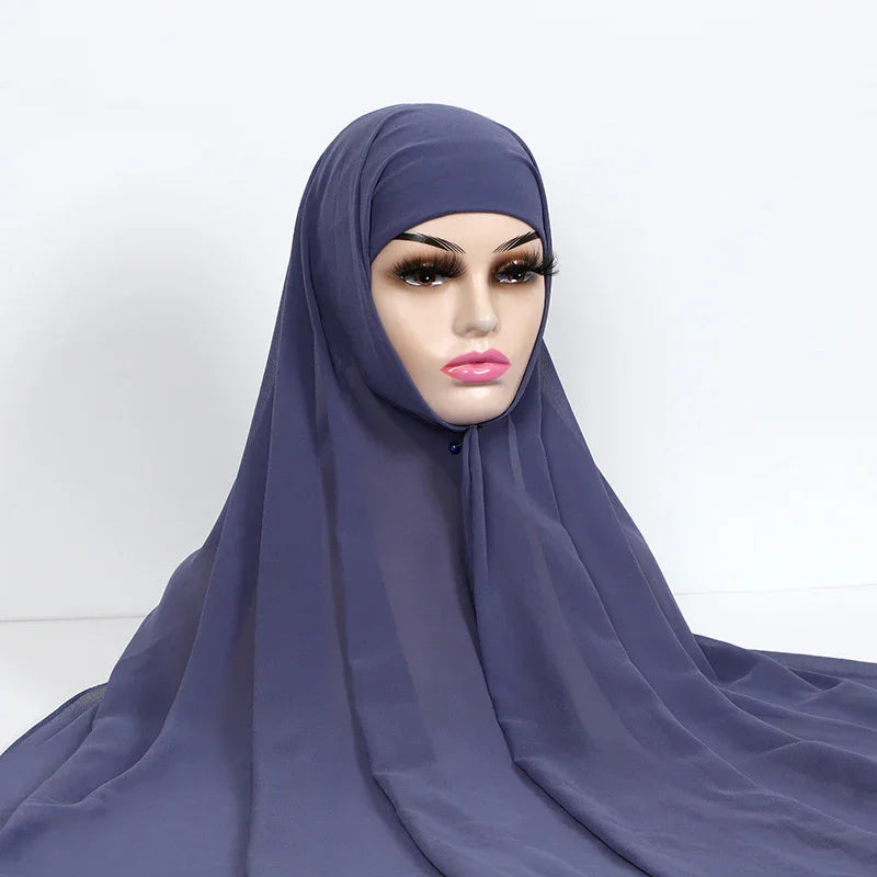 Chiffon Hijab With Underscarf Cap Bonnet Instant - Palm and Thread