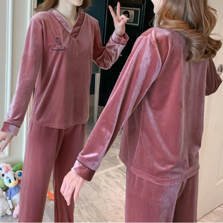 Velvet Loose Long Sleeve Pajama - Palm and Thread