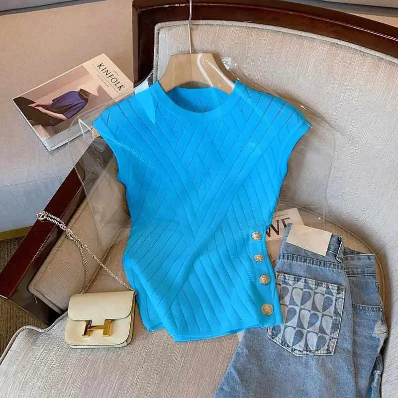 Sleeveless Knitting Short Sleeve T-Shirt - Palm and Thread