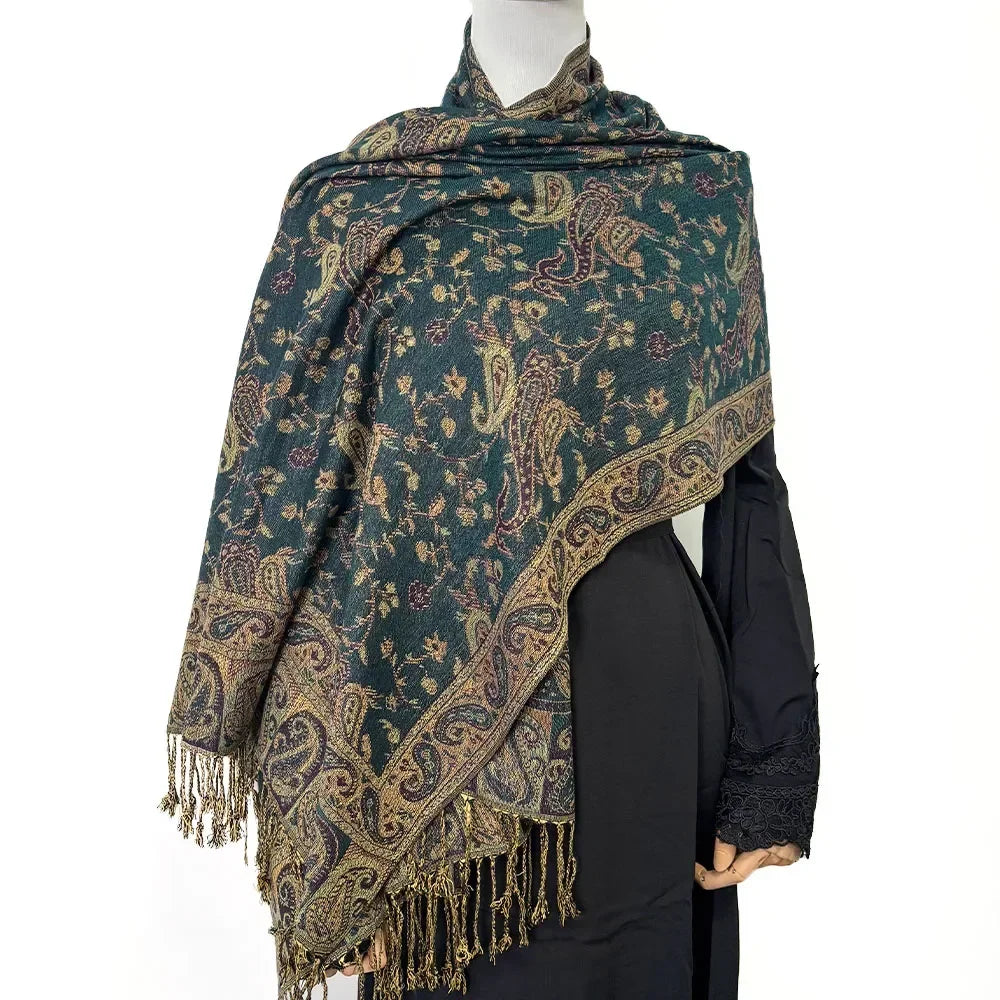 Fashion Paisley Kashmiri Imitated Pashmina Tassel Scarf - Palm and Thread
