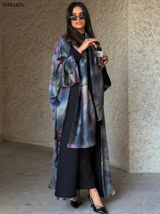 Floral Print Luxury Open Abaya - Palm and Thread