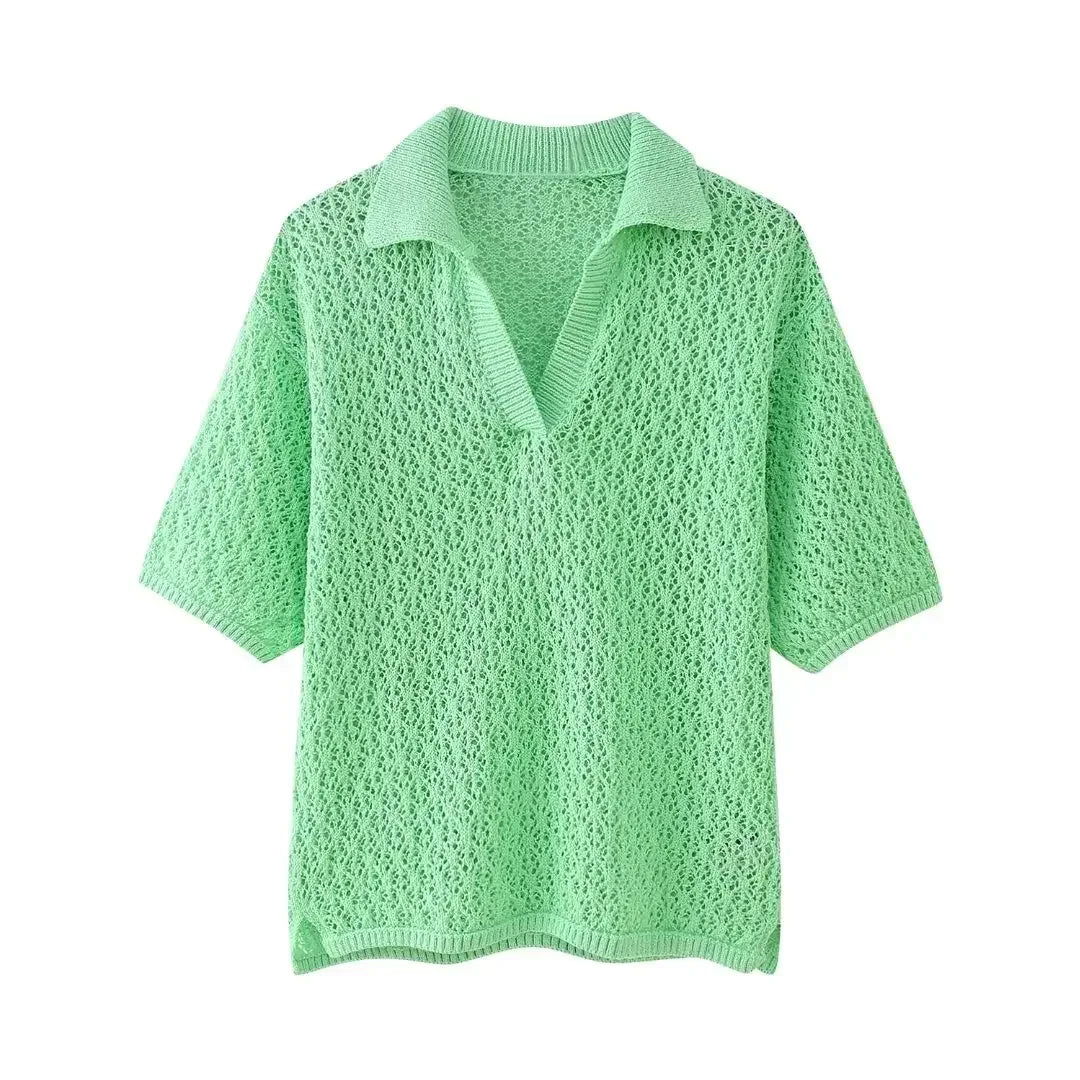 New Jacquard Mesh Loose Top - Palm and Thread