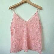 Sequin Bead Sling Slim Fit Straight Tank Top - Palm and Thread