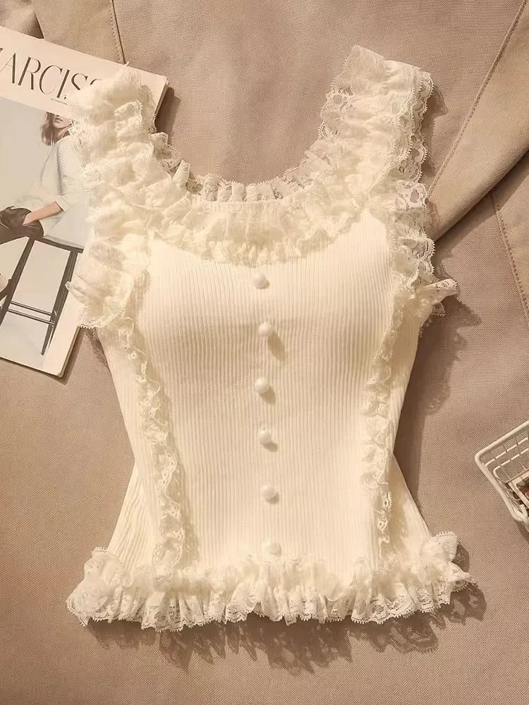 Lace Patchwork Crop Top - Palm and Thread