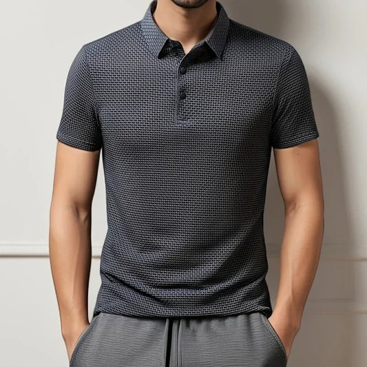 New Casual Short Sleeved Bone Flower Solid Color POLO Shirt - Palm and Thread
