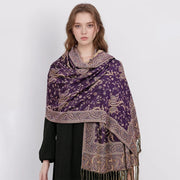 Tassel Design Paisley Jacquard Pashmina - Palm and Thread