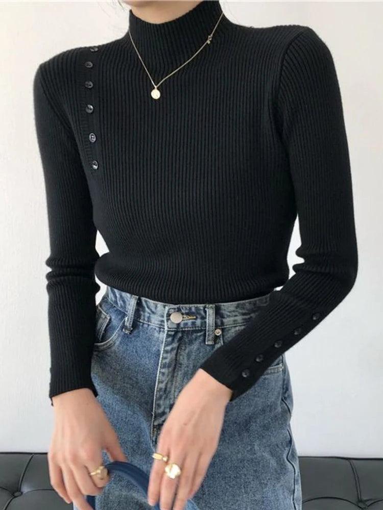 Knitted Sweater Long Sleeve Button Top - Palm and Thread