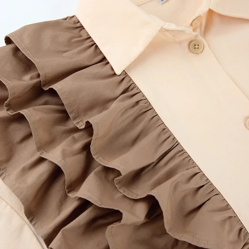 Irregular Ruffled Single-breasted Top - Palm and Thread
