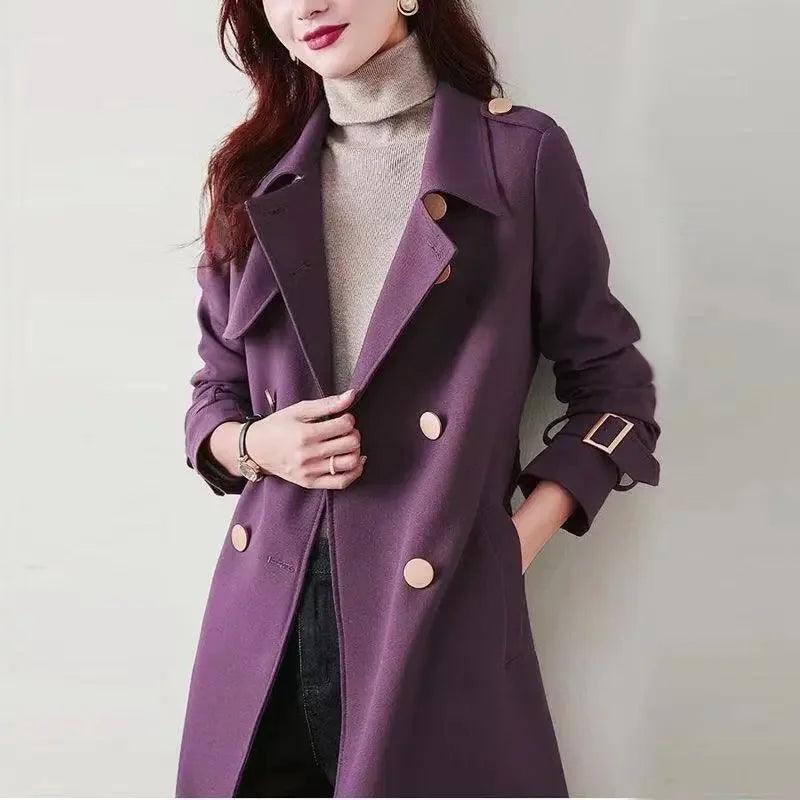 Elegant Trench Double Breasted Mid Length Coat - Palm and Thread