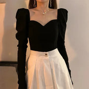 Puff Sleeve Square Collar Blouse - Palm and Thread