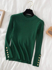 Pullovers Button O-Neck Chic Top - Palm and Thread