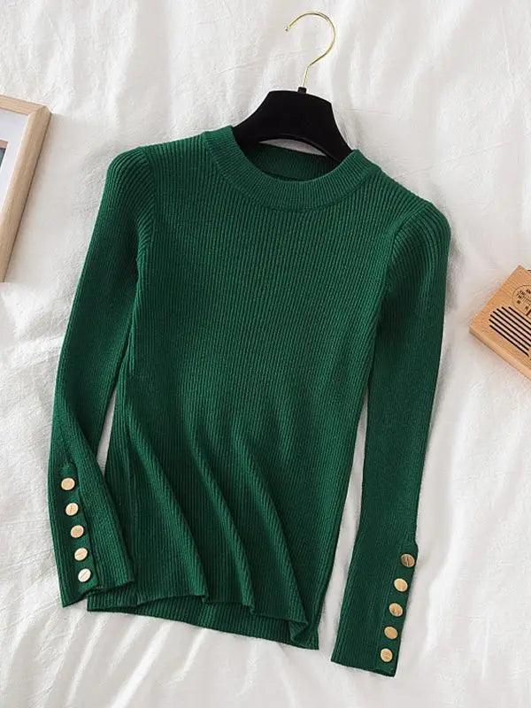 Pullovers Button O-Neck Chic Top - Palm and Thread