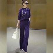 Long-Sleeved Ice Silk Two-Piece Suit - Palm and Thread
