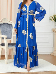 Iron V-Neck Button Dress Abaya - Palm and Thread
