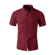 Business Casual Solid Color Short Sleeved Shirt - Palm and Thread