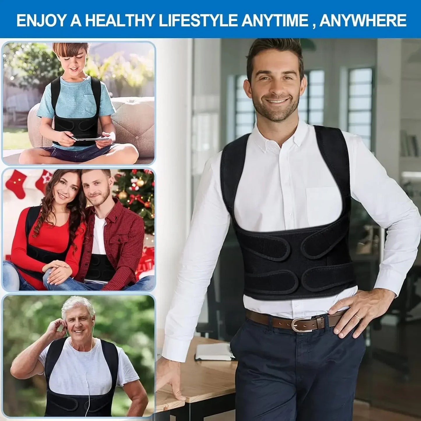 Adjustable Back Brace Full Back Support - Palm and Thread