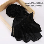 Rhinestone Edge Chiffon Hijab Elegant Breathable Sunscreen Head Wrap - Palm and Thread