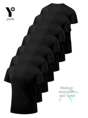 Round Neck T-Shirt 7-Piece Black Ultra-Light Shirt - Palm and Thread