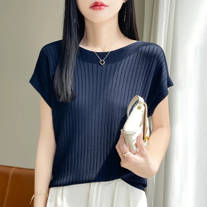 Ice Silk Knitted Sweater Shirt - Palm and Thread