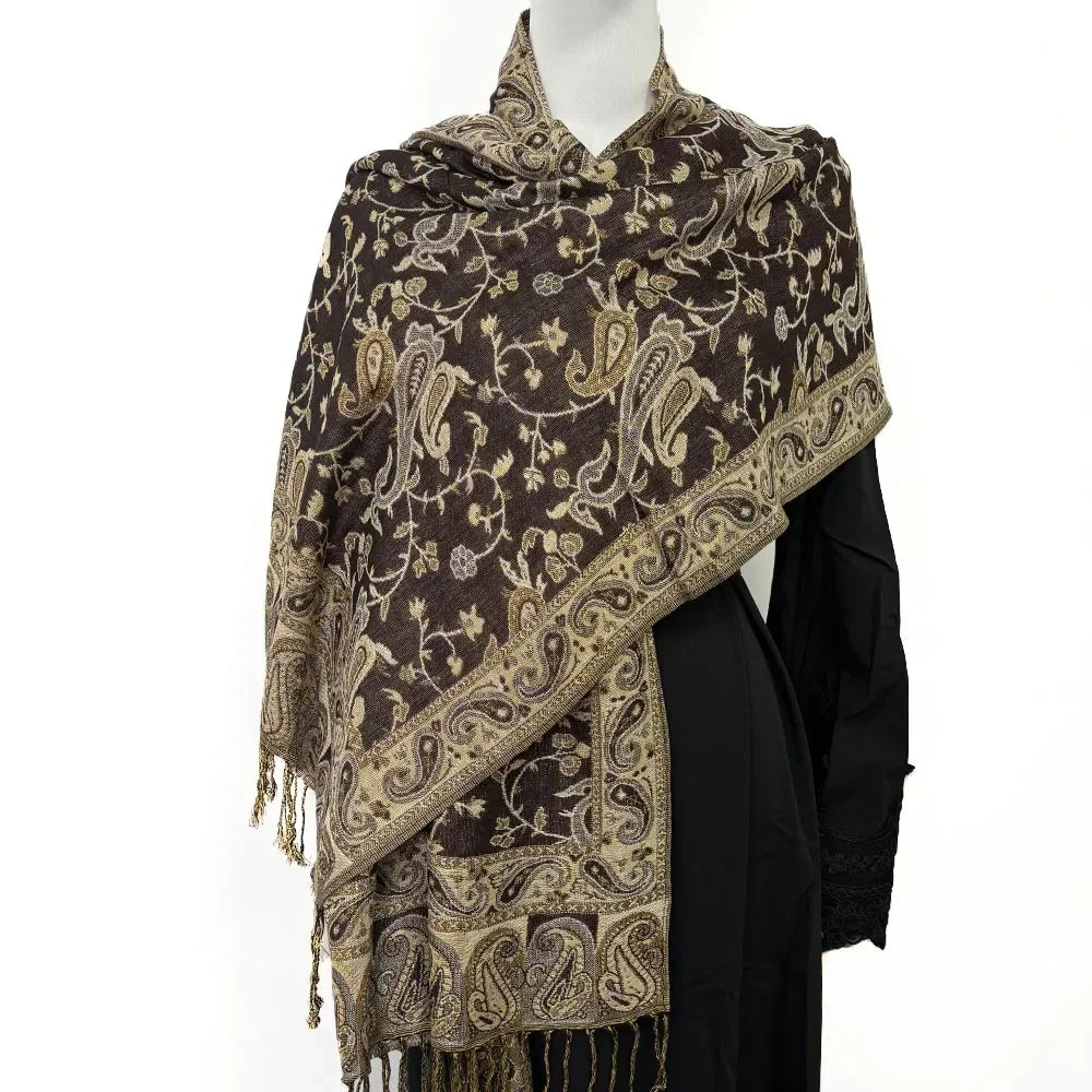 Fashion Paisley Kashmiri Imitated Pashmina Tassel Scarf - Palm and Thread