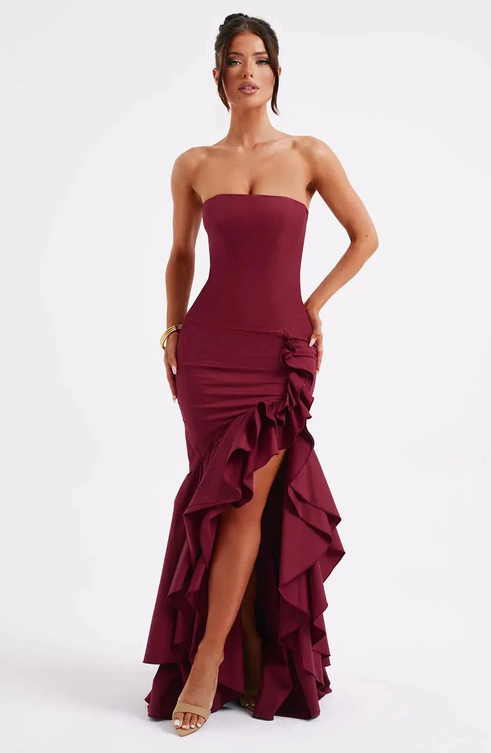 Sexy Strapless Slim Fit Slit Dress