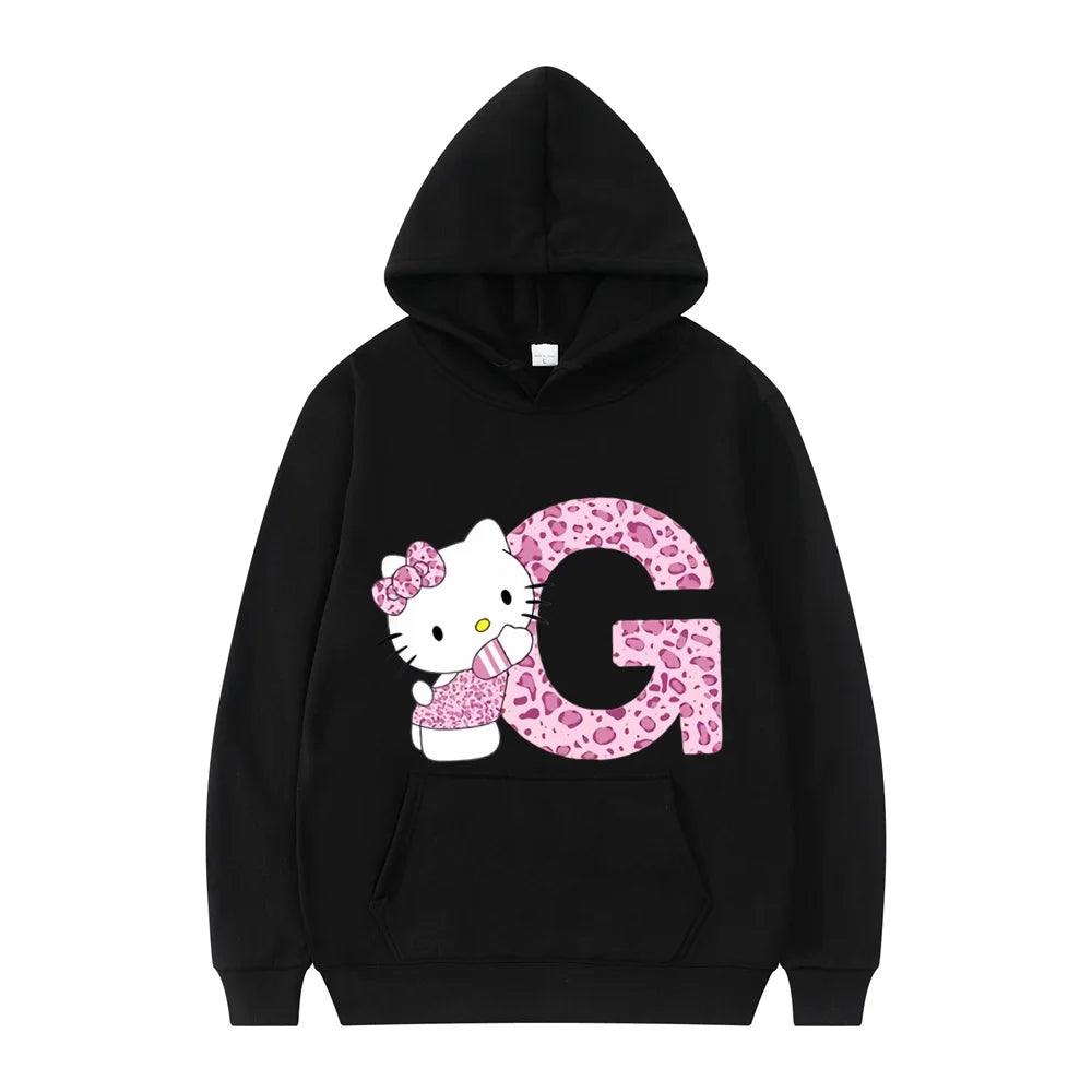 Black Hello Kitty Letter Hoodie - Palm and Thread