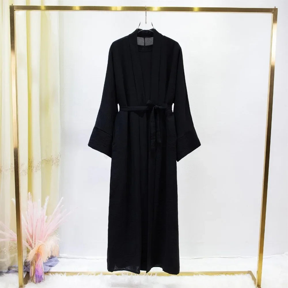 Abaya Two Pieces Women Out Abaya Loose Cardigan Coat Sleeveless Inner - Palm and Thread